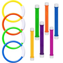 ZSRVAJ 10Pcs/Set Swimming Pool Toys Includes 6Pcs Sinkies for Kids Swimming, 4 Pcs Dive Rings, Fun Dive Sticks With Numbers, Underwater Sinkers for Swimming Kids for Swimming Pool Sinkies