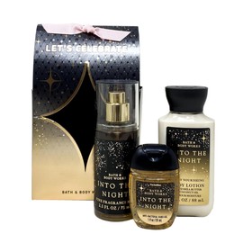 Bath and Body Work Into The Night Let's Celebrate Mini Gift Bag Trio Set - Fragrance Mist - Body Lotion and Hand Gel - Travel Size