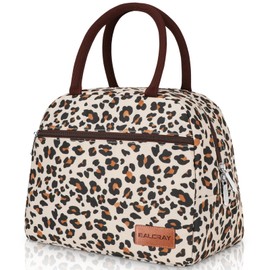 BALORAY Lunch Bag for Women Men Cute Reusable Insulated Lunch Box Large Capacity Lunch Tote Bag for Work, Picnic or Travel (Zipper Leopard)