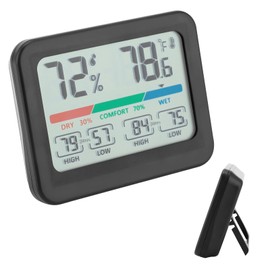 Indoor Thermometer Room Hygrometer Large LCD Screen Digital Room Humidity Gauge Accurate Temperature Monitor with Clock Comfort Display for Home Office Greenhouse Cellar Babyroom