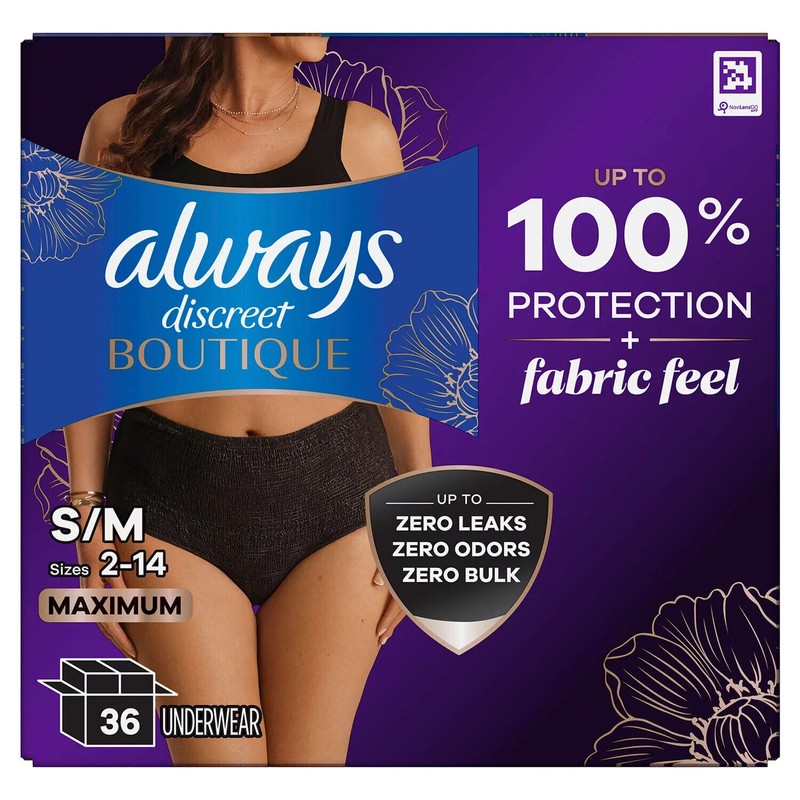 Always Discreet Boutique Incontinence Underwear, Maximum Protection, 36 ct.