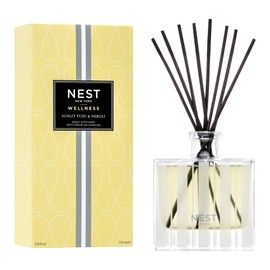 NEST New York Reed Diffuser, Sunlit Yuzu & Neroli - 5.9 fl oz - Fragrance for Up to 90 Days - Reusable, Refillable Glass Holder - Includes 8 All-Natural Reed Sticks - Flame Free