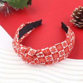 FULANSI Christmas Headbands for Women Girls Snowflake Holiday Knotted Headband Wide Top Knot Red White Hairband Non Slip Hair Hoops Winter Xmas New Year Party Outfits Hair Accessories