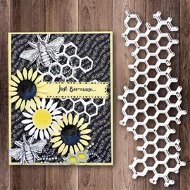 FAWENUCY Scrapbooking Die-Cuts, Layer Frame Net Set Metal Cutting Dies for Card Making, Paper Craft Punch Template, Background Embossing Stencils, DIY Album Décor (Honeycomb Grid-5.3x13cm)