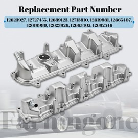 Driver & Passenger Side Engine Valve Cover Set Compatible with Chevy Suburban Silverado 1500 2014-2019 Fit for GMC Sierra 1500 2014-2019 for Escalade 2015-2020 5.3L 6.2L Replace# 12623927 12623926