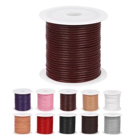 Mardatt 1 Roll Round Leather String Cord, 11 Yards 10 Meters Leather Cord String Cord Rope Natural Rawhide Rope for Necklace Bracelets Jewelry Making (2mm, Wine Red)