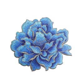 Sourcemall Sew on Peony Floral Patches, Embroidered Flower Appliques for DIY Clothing, Jackets, Jeans, Backpacks, Hats, Arts Craft Sew Making (Blue Peony)