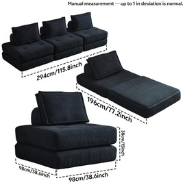 Swbvs Convertible Folding Sofa Bed, Multi-Functional Sleeper sofa with Memory Foam and Back Support – Portable Futon Couch,Fold Out Chair Bed,Comfy Floor Sofa for Living Room, Bedroom, or Small Spaces