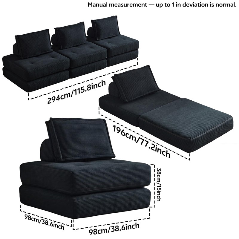 Swbvs Convertible Folding Sofa Bed, Multi-Functional Sleeper sofa with Memory