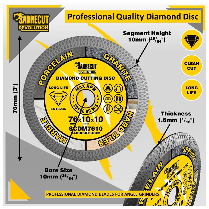 1 x SabreCut SCDM7610 76mm (3 inch) x 10mm x