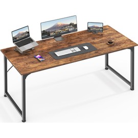 Huuger Computer Desk, 55 Inch Office Desk, Gaming Desk with Storage, Writing Desk Work Desk for Home Office, Study, Modern Simple Desk, Large Legroom, Metal Frame, Rustic Brown