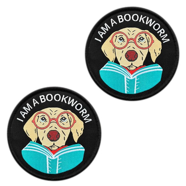 Pack of 2 I AM A BOOKWORM Funny Flag Patch