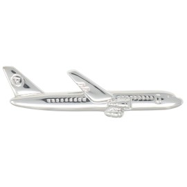 MENDEPOT Novelty Silver Tone Airplane Tie Clip With Box Aircraft Plane Airline Tie Clip, Brass, no