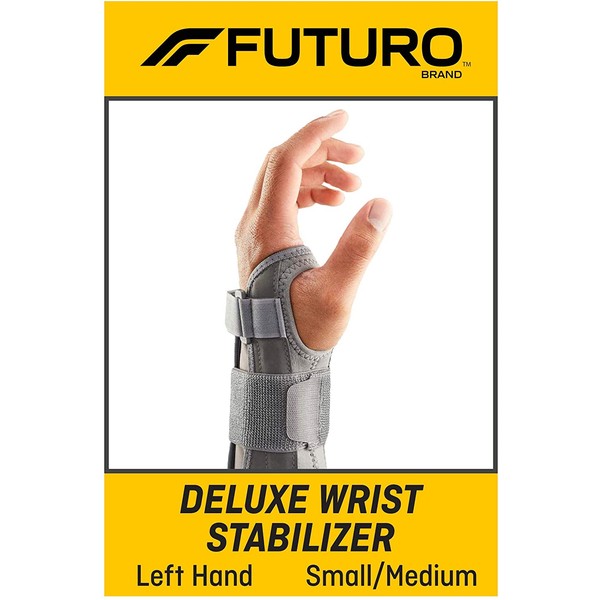 FUTURO-MMM-356 Deluxe Wrist Stabilizer, Helps Support Symptoms of Carpel Tunnel Syndrome, Weak or Injured Wrists, Breathable, Small/Medium