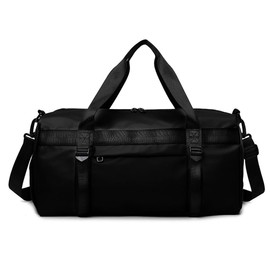 Vllcsla Sports Bag Men Women Travel Bag 31 L with Shoe Compartment and Wet Compartment Sports Bag Gym Men's Small Yoga Mat Band Training Bag Men's Boxing Weekender Bag 50 x 25 x 25 cm, black, travel