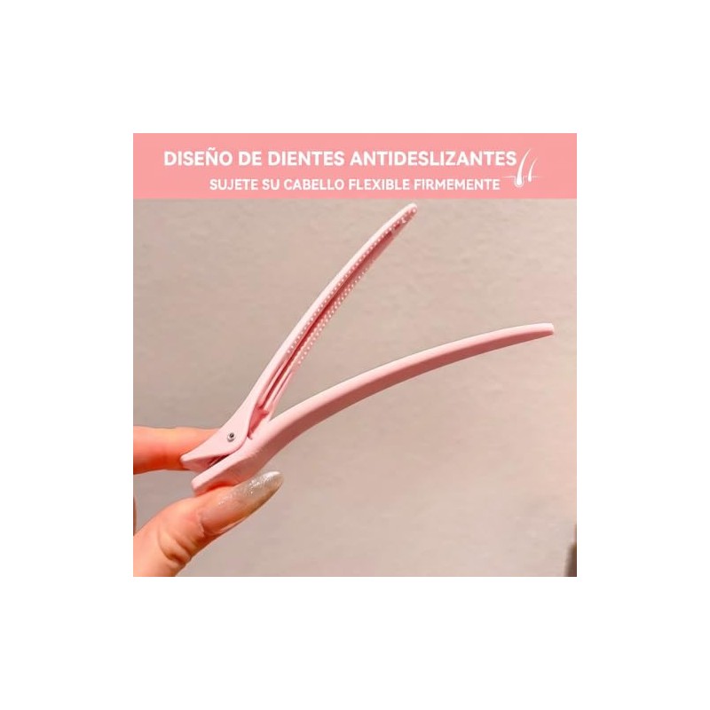 Cepillo Desenredante para Cabello con Pinzas, Kit Peinado Mujer Rosa