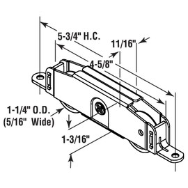2 Pack Sliding Patio Door Tandem Roller Assembly Fits for Truth P/N #31761A & #30410, Milgard, Marvin, Jeld-Wen, 5-3/4" Screw Hole Centers, 1-1/4" Steel Ball Bearing, Side Adjustment