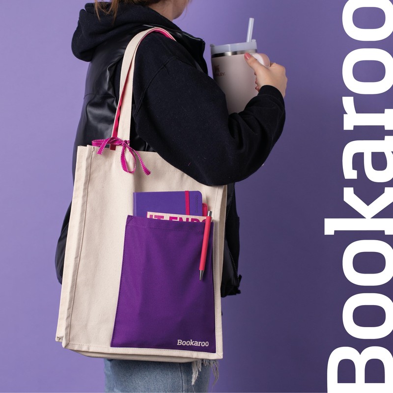 IF Bookaroo Tote Bag - Aubergine & Cream