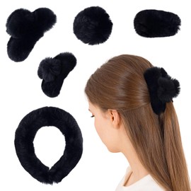 Unique Long Hair Claw Clips for Women Styling, Large Fuzzy Cute Trendy Flat Claw Clips for Thick Fine Thin Hair (Black)(Black, Regular Size)