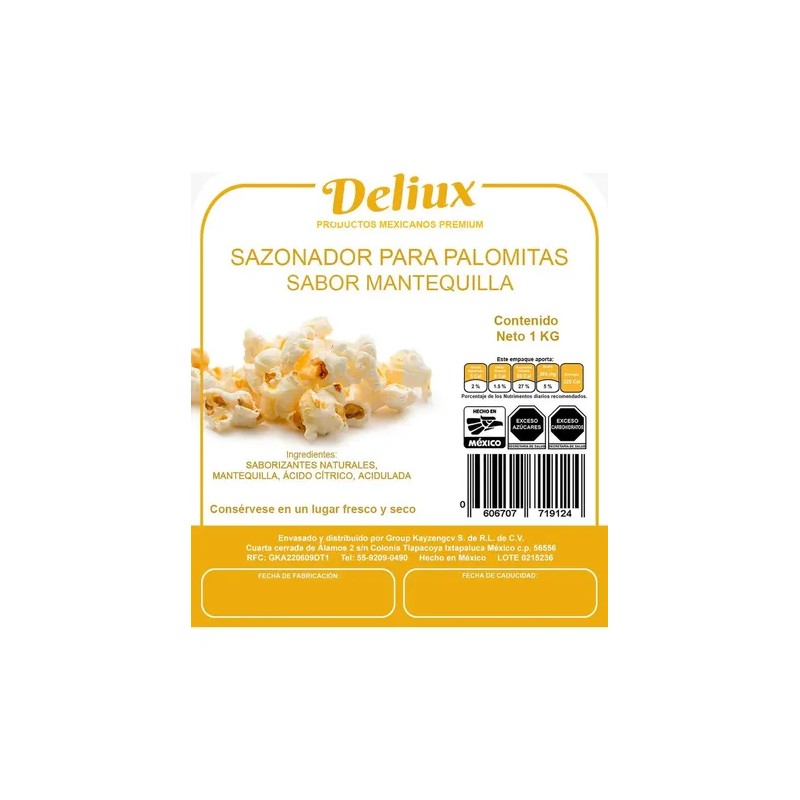 Polvo Saborizante Sal Mantequilla, Botanas, Palomitas 1 Kg