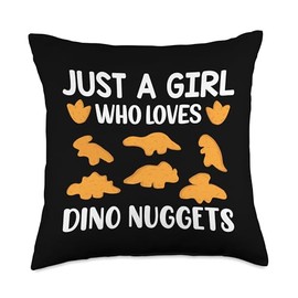 Just a Girl Who Loves Dino Nuggets Merch Chicken Nuggets Throw Pillow