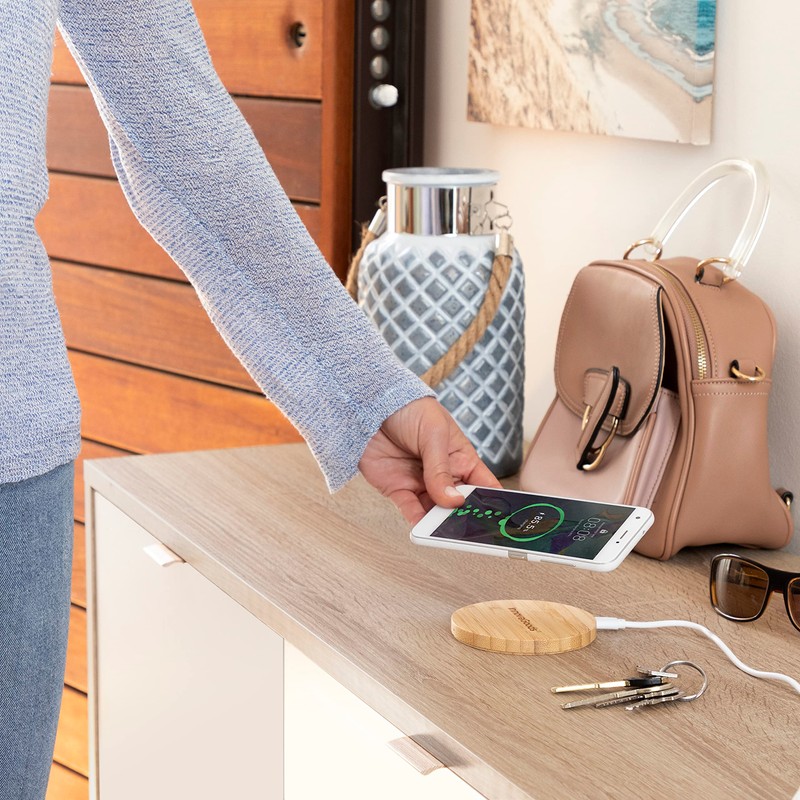 InnovaGoods Bamboo Wireless Charger.,