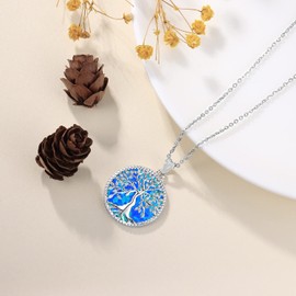 Friggem 925 Sterling Silver Tree of Life Necklace, Tree of Life Pendant Jewellery for Women Mother Girls with Gift Box, Sterling Silver, No Gemstone