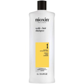 Nioxin - Sistema 1 - Champú Fortalecedor para Cabello y Cuero Cabelludo - Cabello Natural con Debilitamiento Leve - Con Biotina y Niacinamida (1L)