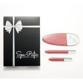 Spa-Rific Juego de 3 Limas Nano: Limas de Uñas de Cristal Profesionales de Alta Resistencia con Estuche - Herramientas Reutilizables de Cristal para M