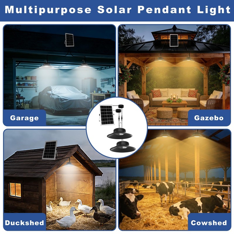 TSUNESLUX 2 Pack Solar Shed Light Outdoor Indoor, Solar Powered