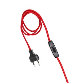 Electraline 70235 Power Cable with Switch and EU Plug for Lamps, Textile Cable 2 x 0.75 Length 1.5 m, 70235