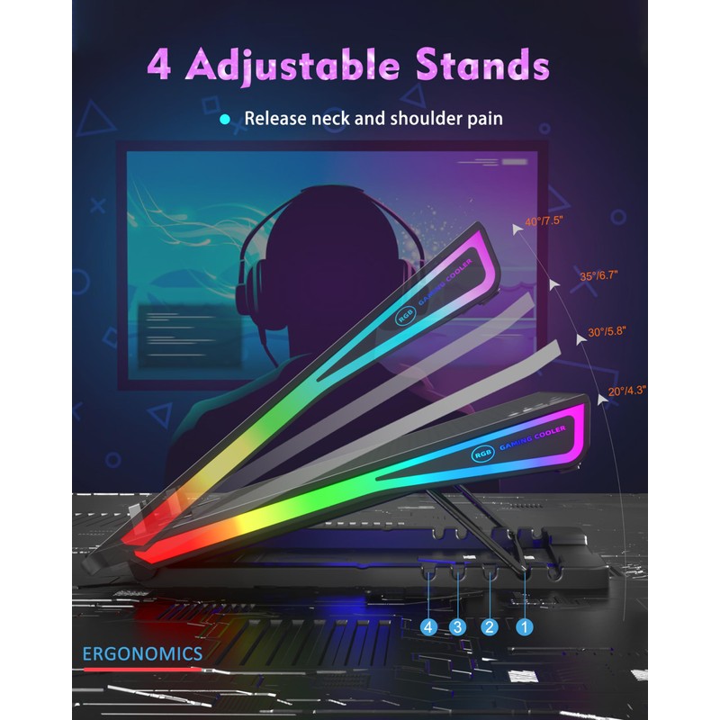 AICHESON Laptop Cooling Pad, 15 Powerful Cooling Fans, Gaming Laptop