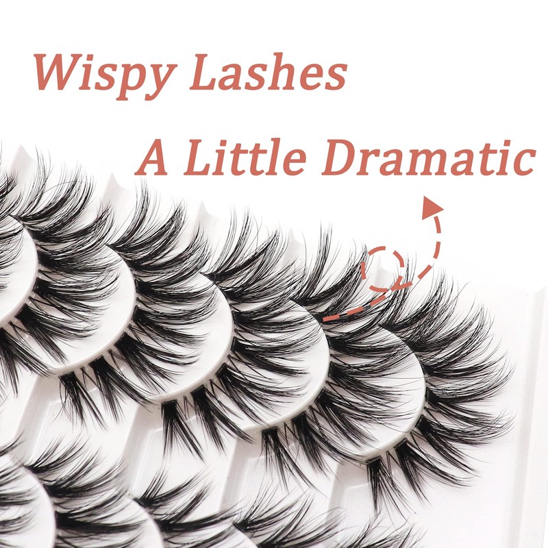 Losha Eyelashes Wispy Lashes Natural Look 8 Pairs Clear Band