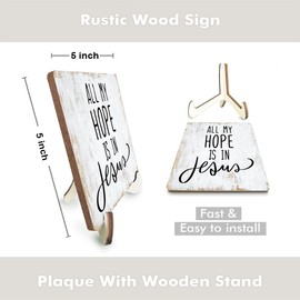 Inspirational Wood Sign Rustic Desk Decor Home Farmhouse Office Decor Work Table Desk Accessories Decorative Christian Religious Bible Verse Faith Decorations Office Supplies for Desk Cubicle Decor