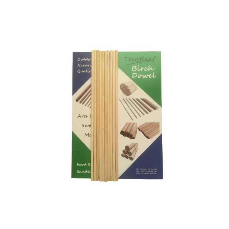 Trustleaf 6mm x 30cm Birch Hardwood Wooden Dowels (10 Dowels)