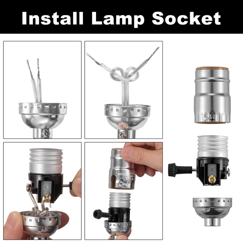 3 Way Lamp Socket Replacement, E26 Threaded Base, Turn Knob