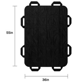 Positioning Bed Pad with Handles 55" X 36"Patient Slide Sheet Transfer Board Elderly Lifting Devices Draw Sheets Sling Transfer Belt Washable Waterproof Patient Transfer Board Black
