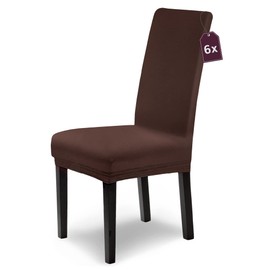Scheffler Home Stretch Leni Chair Covers, Brown Chair Covers, Set of 6, Stretchy Chair Covers, High-Backed Chair Covers, Swing Chairs as Chair Throw, Washable Cover
