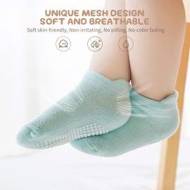 Aroveea Non Slip Grip Ankle Baby Socks 12 Pack for Toddler Boys and Girls Kids Infant Baby Cute Cotton Socks