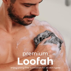 MainBasics MainBasics Charcoal Infused Bath Shower Loofah Sponge Pouf Body Wash Scrubber (Set of 3)