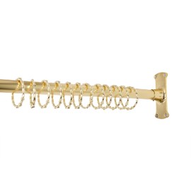 Utopia Alley Rustproof Wall Mounted L-Shaped Corner Shower Curtain Rod | Adjustable Shower Curtain Rod for Bathroom Bathtub, Includes Mounting Brackets and Screws, Gold Color (66"L x 28"W)