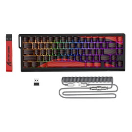 MAMBASNAKE Attack Shark X68PRO HE Rapid Trigger Magnetic Keyboard, 8KHz Polling Rate, Adjustable Actuation, Tri-Mode RGB, Magnetic Switches Wireless Keyboard with Coiled Cable for PC/Mac - Black Red