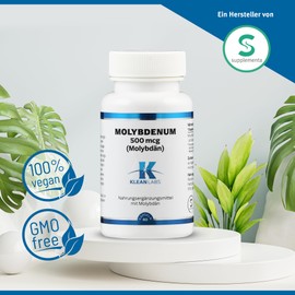 Klean Labs - Molybdenum (Molybdän) 500 mcg - 60 Kapseln - vegan, ohne Gentechnik, hochdosiert - zu einer normalen Verstoffwechslung schwefelhaltiger Aminosäuren