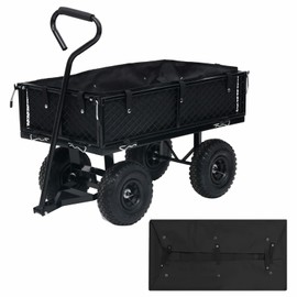 Gecheer Garden Cart Liner, Heavy Duty Garden Cart Fabric Liner Black, Durable Liner for Outdoors Lawns Yards Farms Work 31.9"x16.1"x8.3" Fabric (Cart not Include)