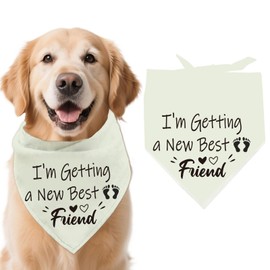 arricraft 1 Pc Dog Bandana, I'm Getting a New Best Friend Words Triangle Adjustable Comfortable Pet Bibs Washable Cotton Scarf Kerchief for Large Dog 78x39cm(30.7x15.35 inch)