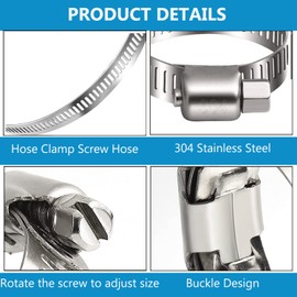 Litensh 35-57mm Stainless Steel Hose Clips, 12PCS Worm Gear Hose Clamps Pipe Clamp Jubilee Clips, Duct Clamp Fuel Line Clamp for Plumbing Automotive Pool Car Pond and Garden (35-57MM, 12PCS)