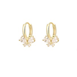K.L.Y Women's Hoop Earrings, Popular, Ribbon, 18K Gold, Zirconia, CZ, Bowknots, Cute, 18K Gold, Popular Earrings, Hypoallergenic Metal, Gift, Birthday Present, Brass Cubic Zirconia, Cubic Zirconia