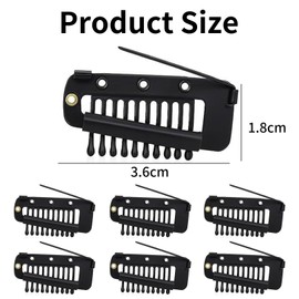 16Pcs Chunni Clips with Safety Pins, 10-Teeth Dupatta Clips, Black U-Shape Metal Hijab Pins, Strong Hair Clips for Headscarf, Wedding Veil, Wig Clips, and Chuni Extension