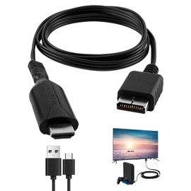 KeyQueen PS1/PS2 to HDMI Adapter Cable, PS2 to HDMI Converter Cord, HD Video Audio Multimedia Interface Cable Link Connector Supports 720P/1080P Output for PS1/PS2 Game Consoles Projector Monitor TV