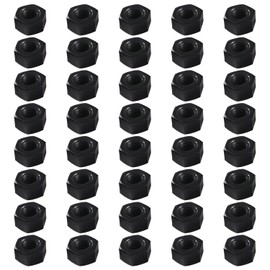 Lyeteung 40 Pieces M8 Hexagonal Full Nuts Metric, Nylon Hex Nuts, Plastic Hex Nuts, Black